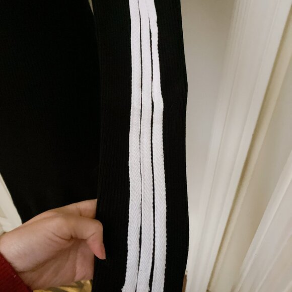 NWT Women Long Knee High Crew Neck Stripped Bodycon Knitted Sporty Casual Dress - Picture 4 of 7